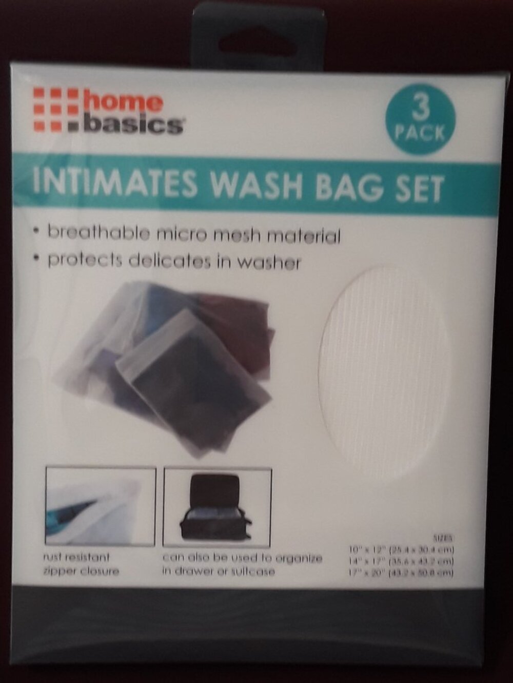 3 Pack Mesh Laundry Delicates Wash Bags Travel Organizers Zipper Closure NEW